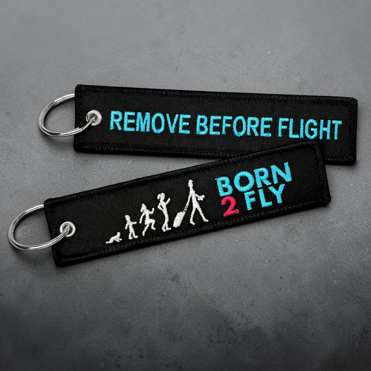 BORN2FLY Remove Before Flight Embroidered Keyring