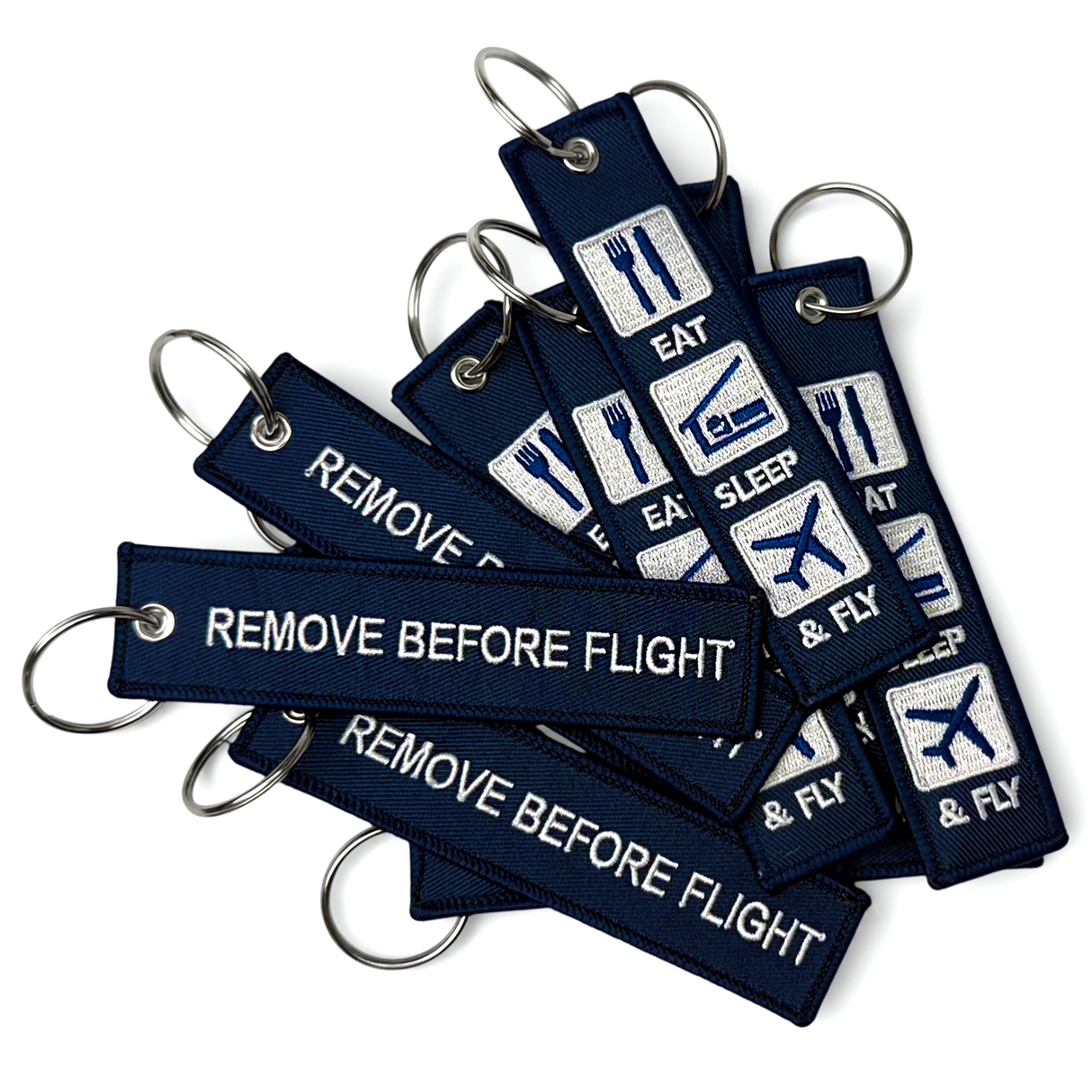 Eat, Sleep & Fly Embroidered Keyring