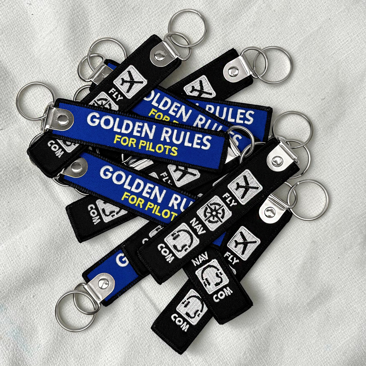 Golden Rules For Pilots Embroidered Keyring