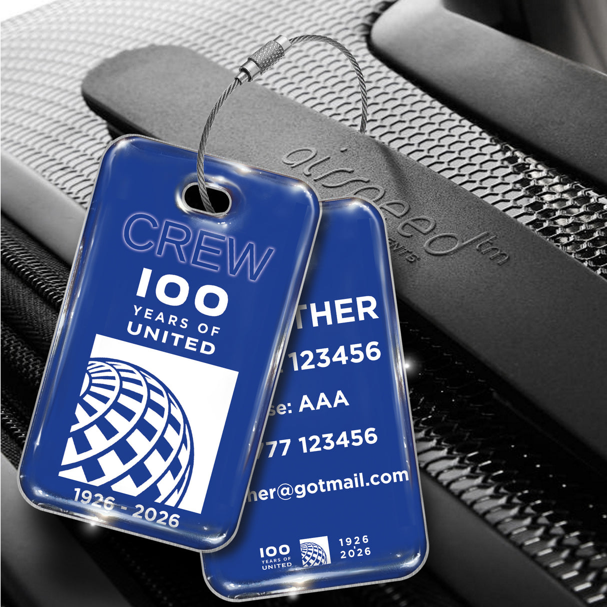 United Airlines 100 Years Celebration Tag Blue