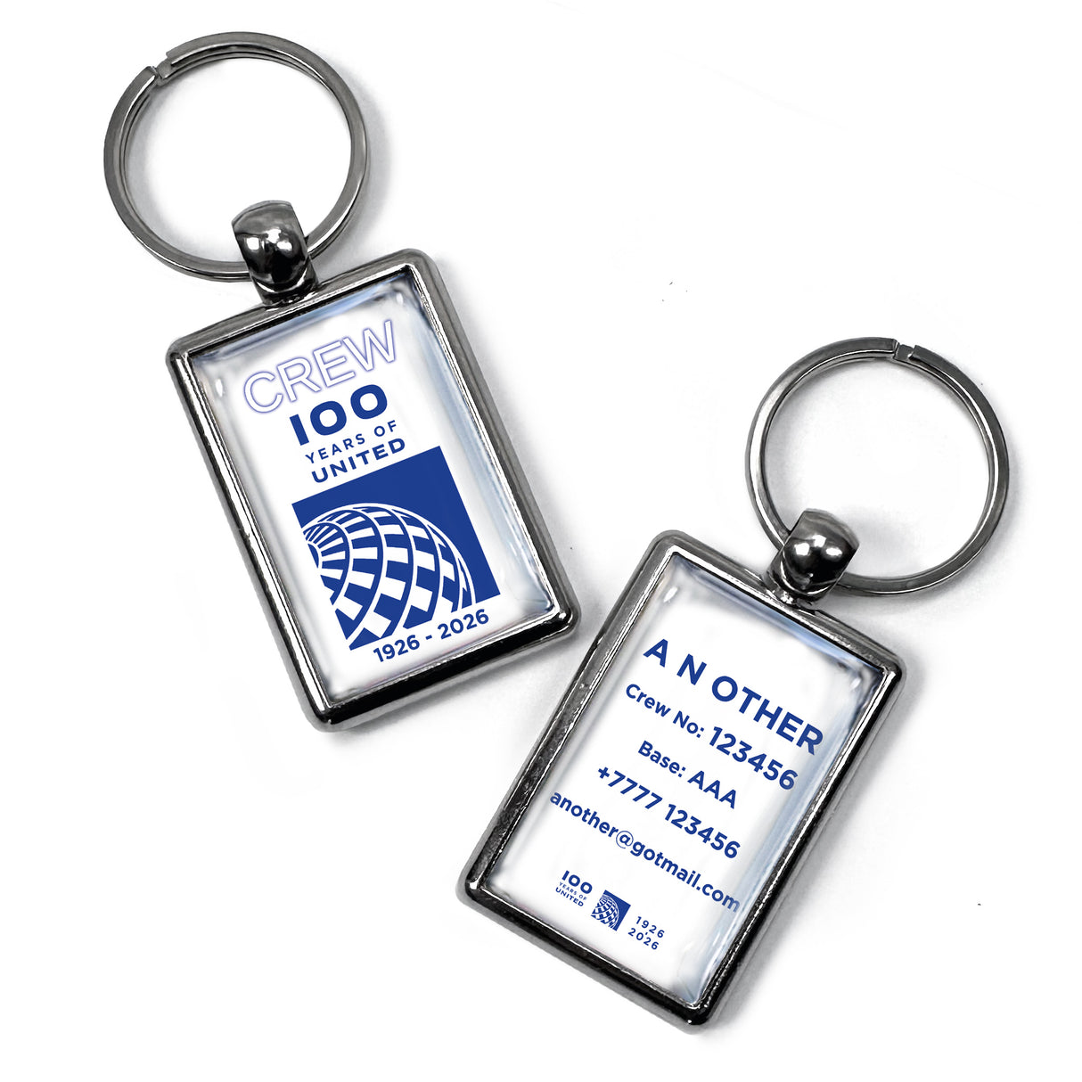 United Airlines 100 Years Metal Keyring