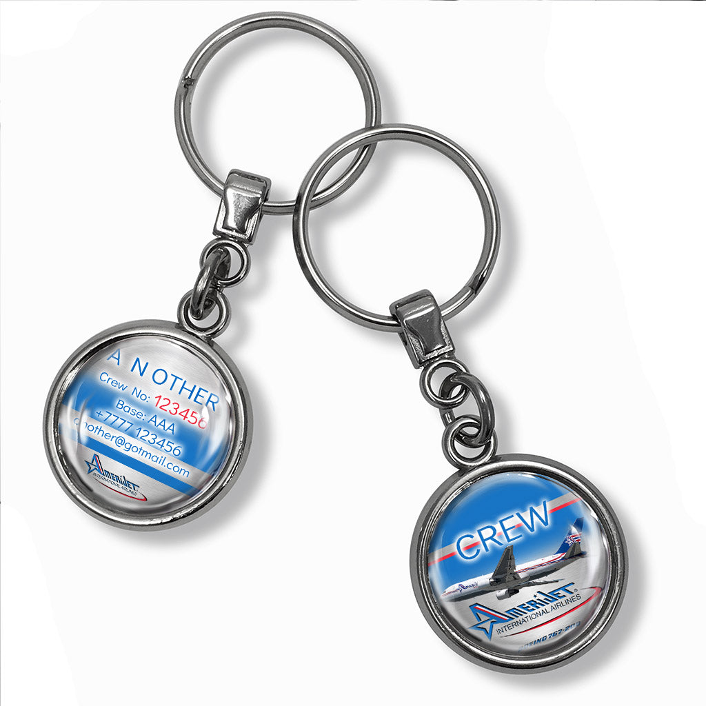 Amerijet B767 Landscape Metal Keyring