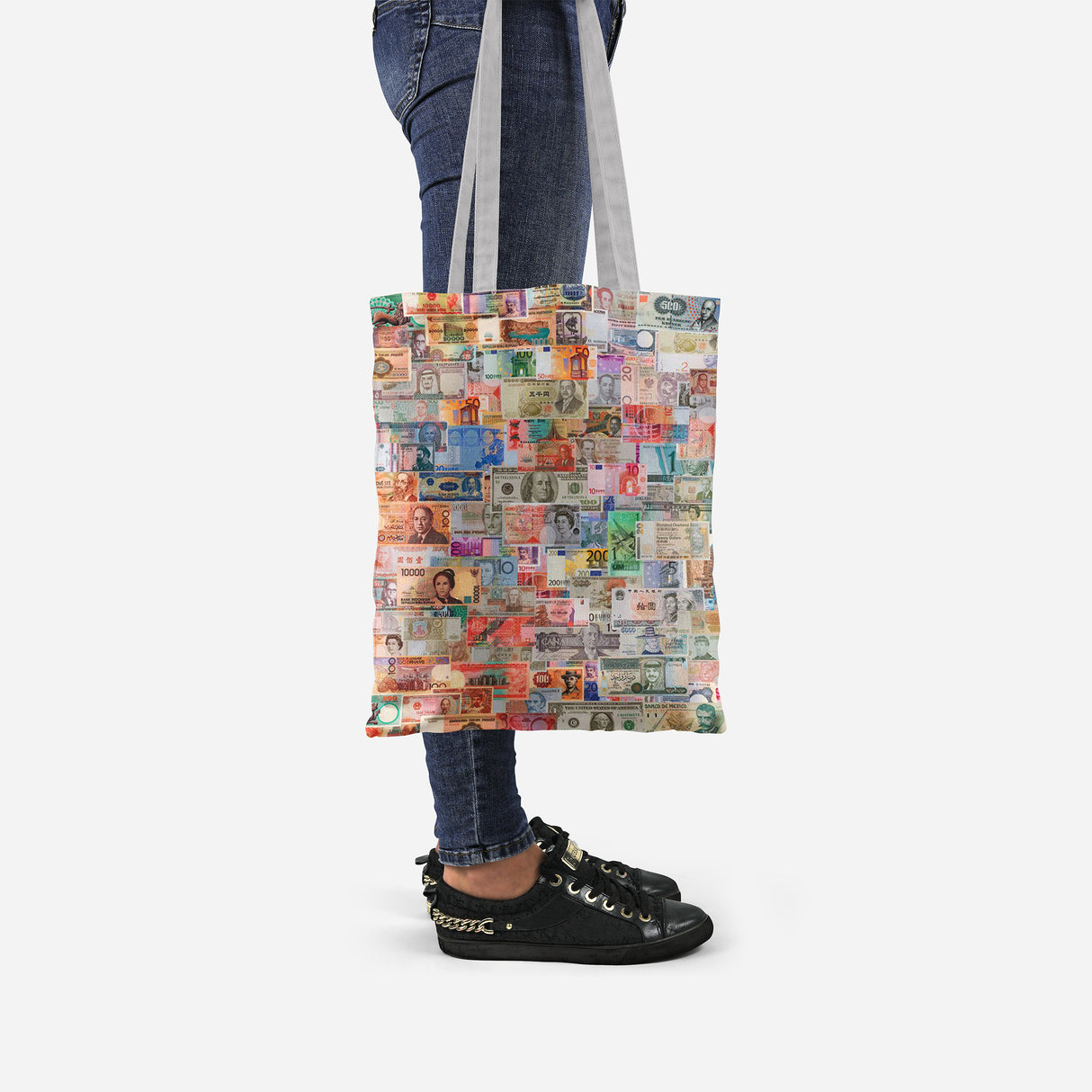 World Currency Canvas Bag