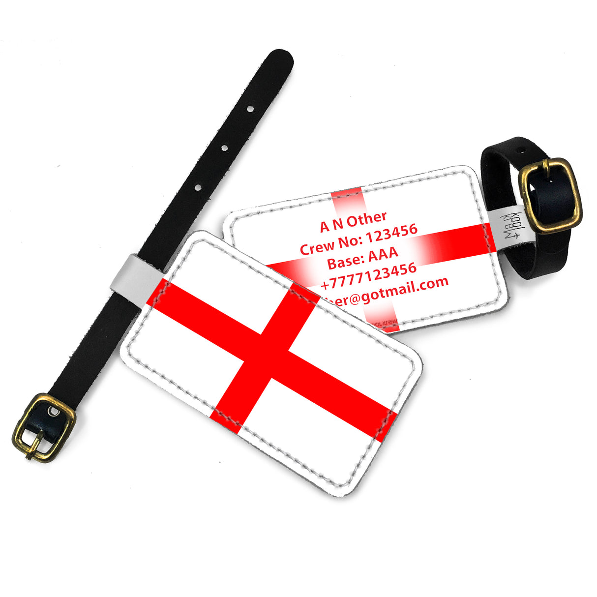 England Flag Luggage Tag-White