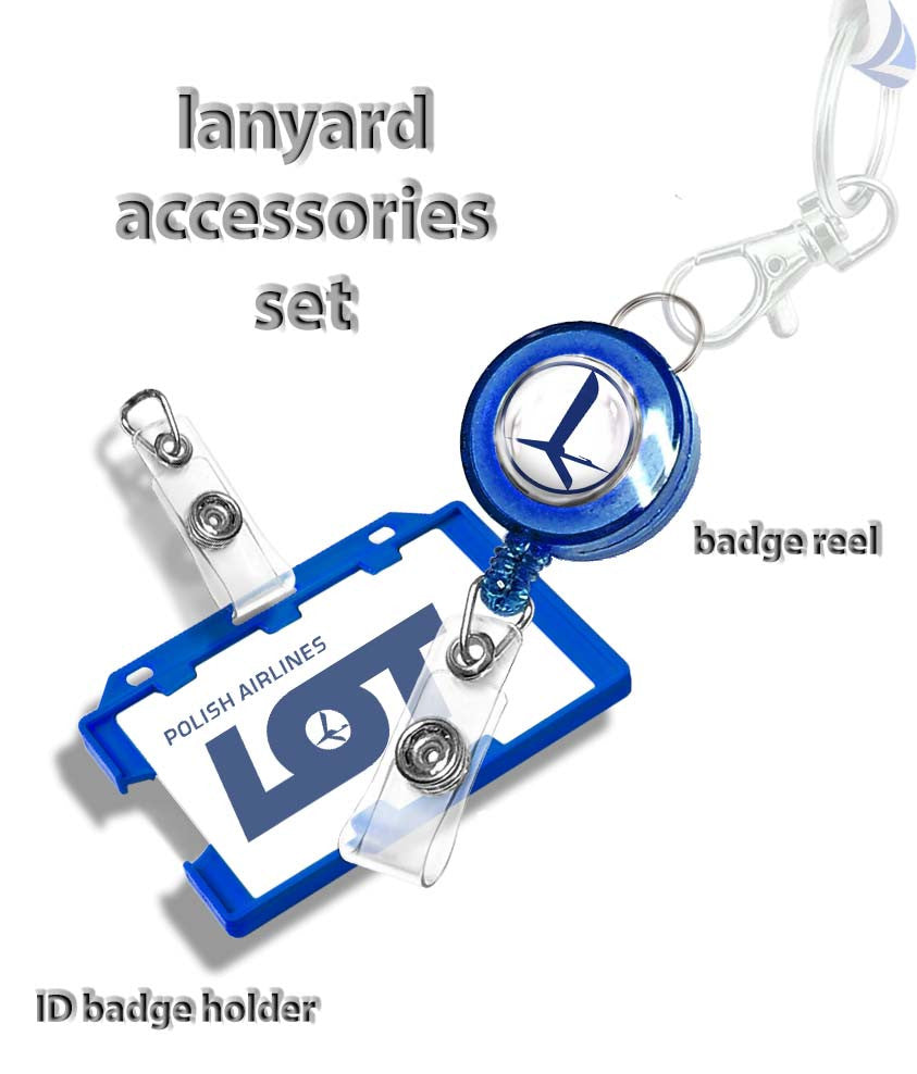 LOT Polish Airlines Badge Reel+Holder