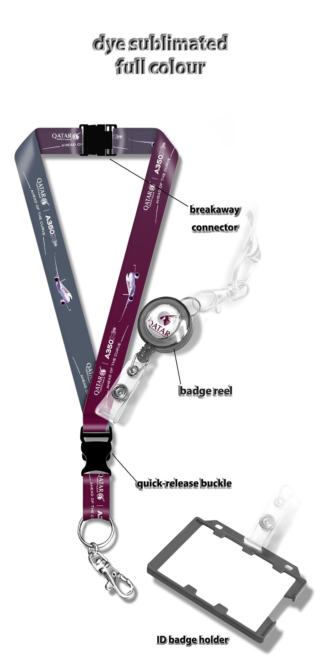 Qatar A350 XWB Dye Sublimation Lanyard