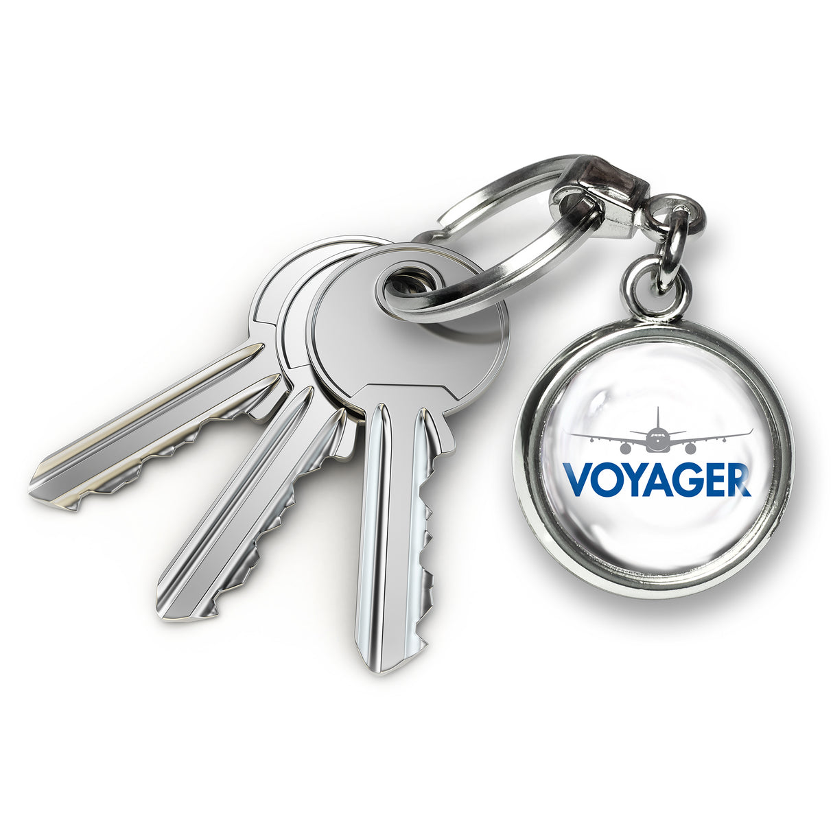 Voyager Round Metal Keyring