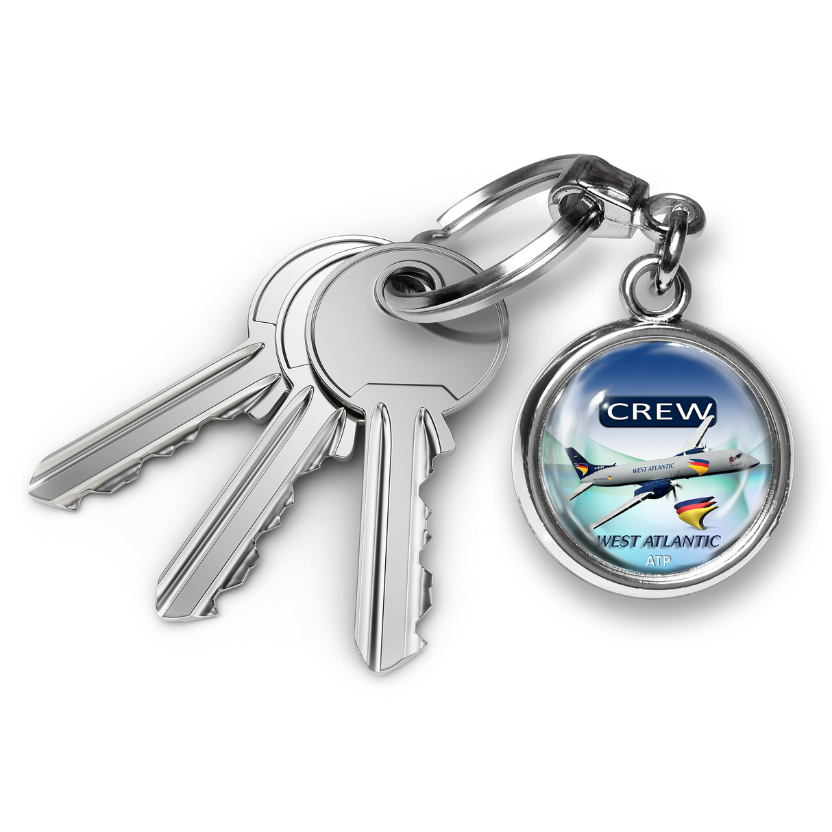 West Atlantic ATP Round Metal Keyring