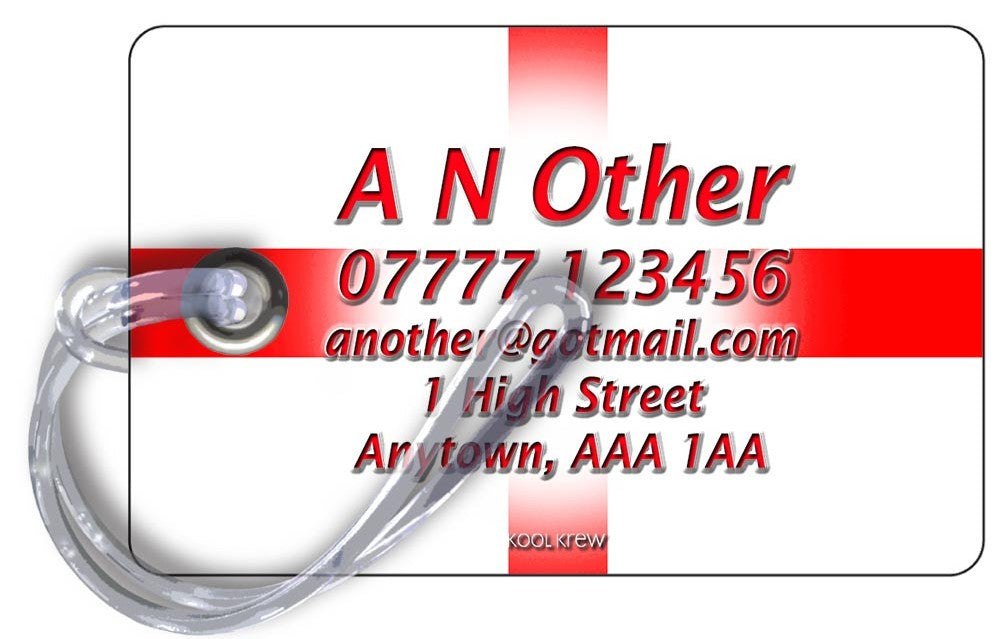 England Flag Luggage Tag-White