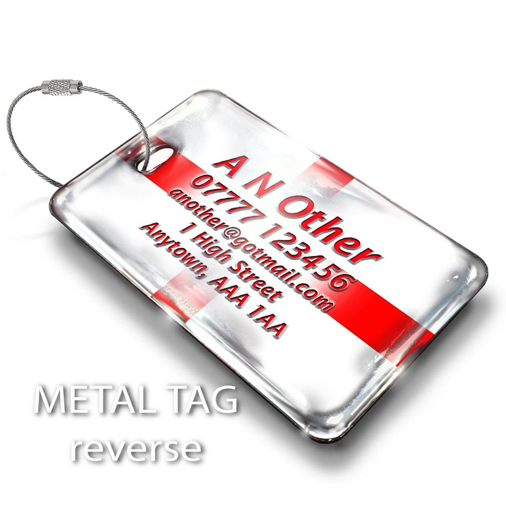 England Flag Luggage Tag-White