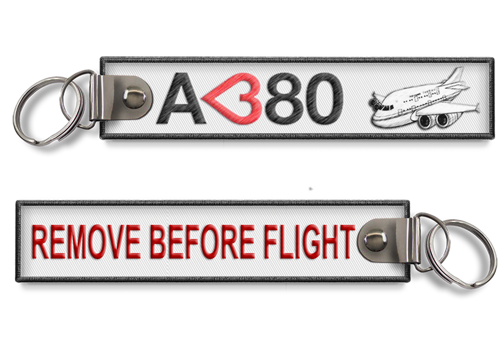 I Love A380 - Remove before flight key ring