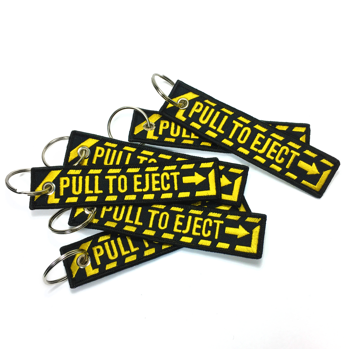 Pull To Eject Embroidered Keyring