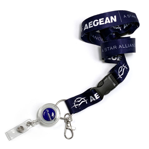 Aegean Airlines Logo Lanyard + Badge Reel ( Old Logo)