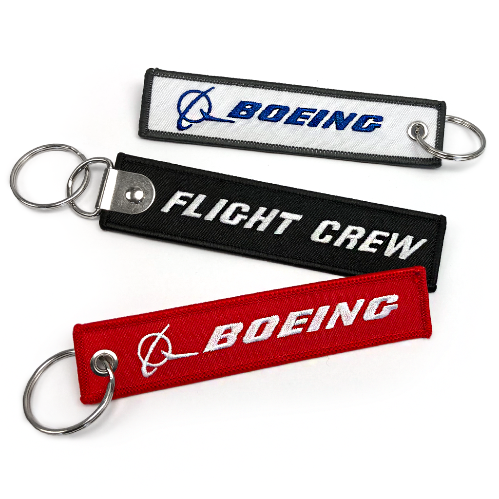 Custom Airlines Crew Embroidery Cloth Fabric Key Tag Keychain with