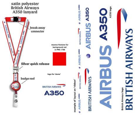 British Airways A350 Dye Sublimation Lanyard+Badge Reel