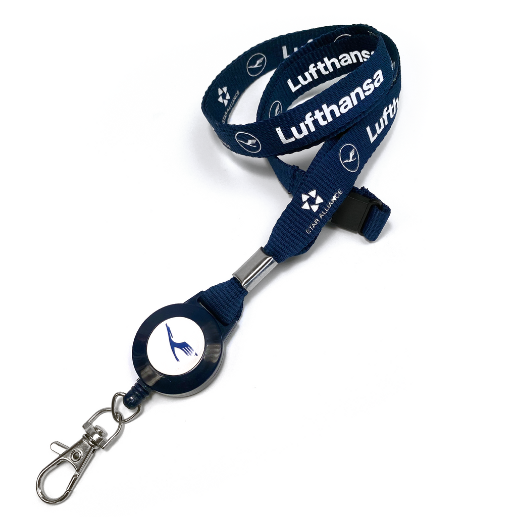 Lufthansa Logo Ribbed Polyester Lanyard + Badge Reel