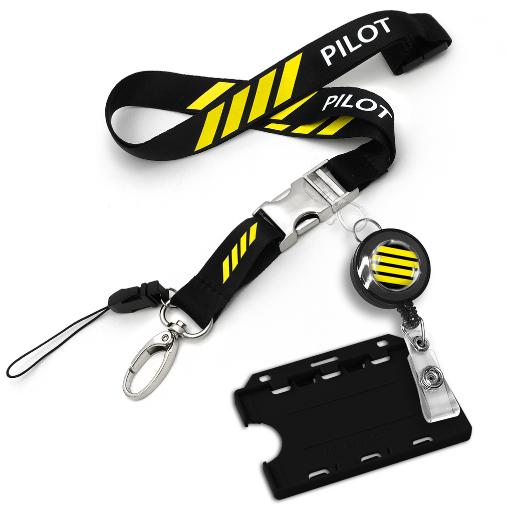 Pilot 4 Bars Polyester Lanyard + Badge Reel