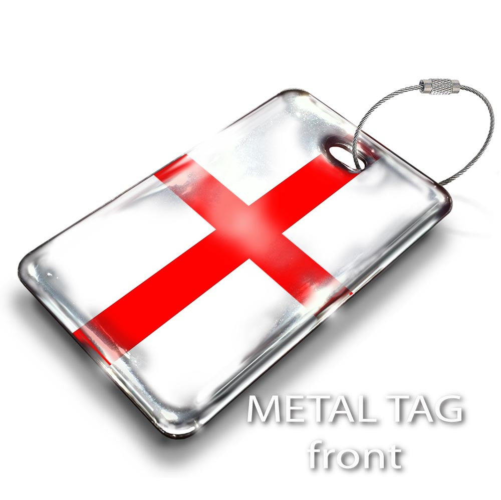 England Flag Luggage Tag-White