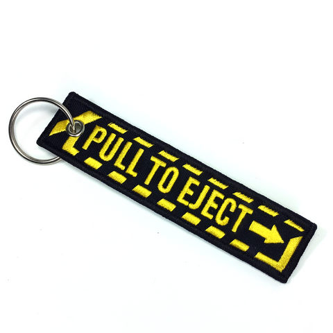 Pull To Eject Embroidered Keyring