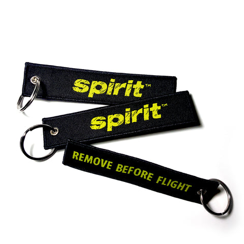 Spirit Airlines REMOVE BEFORE FLIGHT (New logo) Woven Keychain